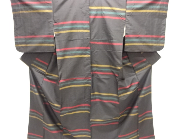 JAPANESE KIMONO / KIMONO ENSEMBLE / SILK / DORO OSHIMA TSUMUGI / WOVEN STRIPE
